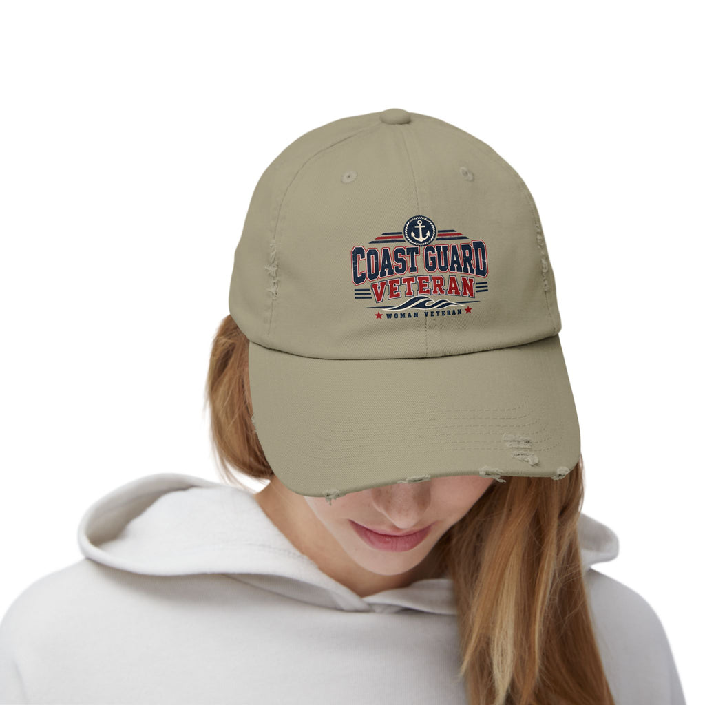 Coast Guard Veteran | Distressed Women Veteran Cap