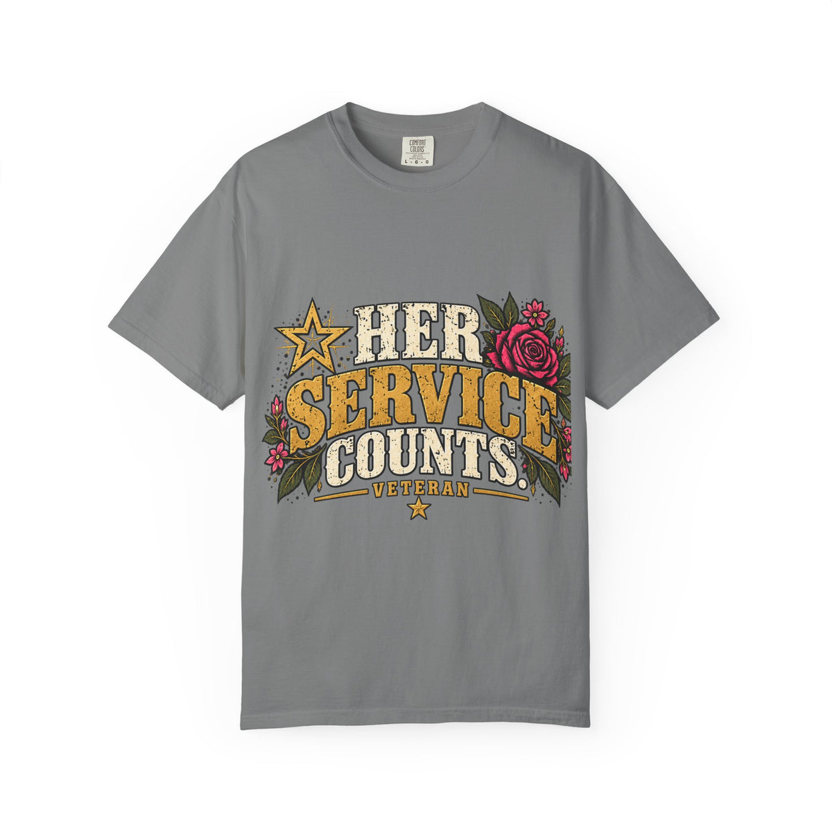 Her Service Counts | Distressed Rebellion Veteran Tee