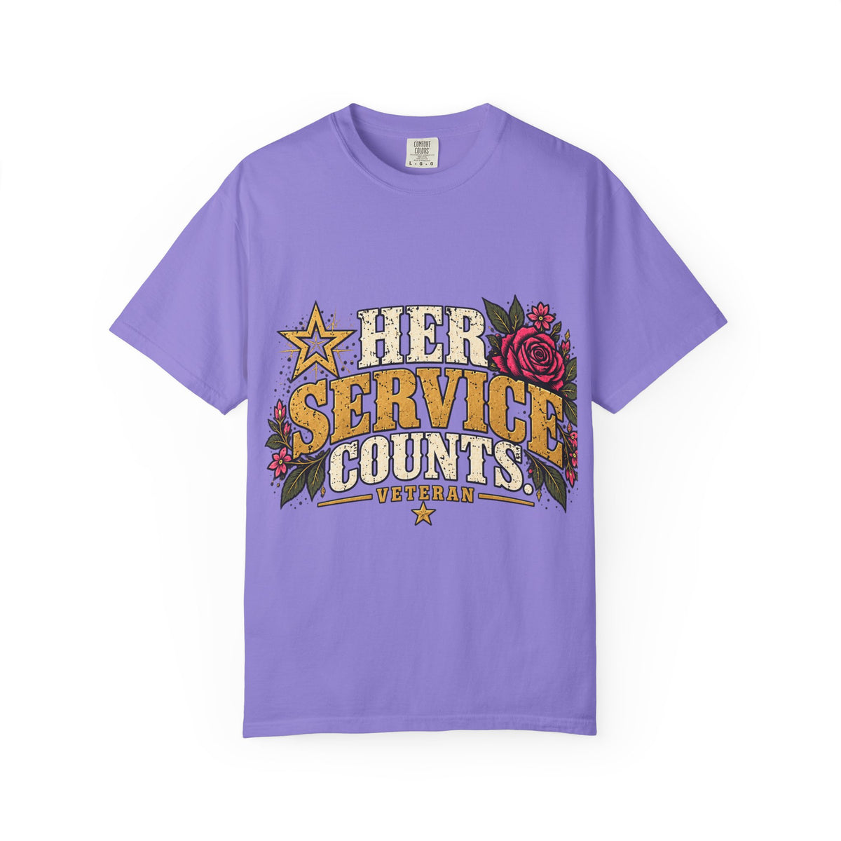 Her Service Counts | Distressed Rebellion Veteran Tee