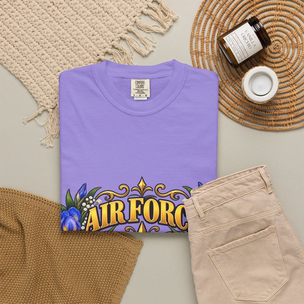Air Force Veteran | Blue Iris Floral Garment-Dyed Tee