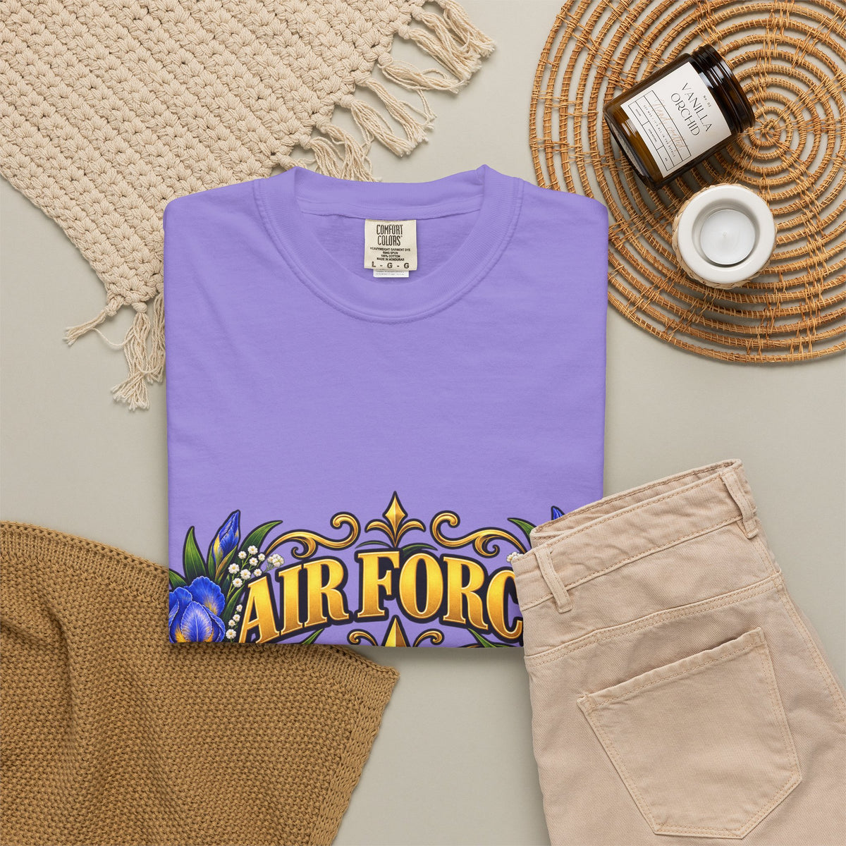 Air Force Veteran | Blue Iris Floral Garment-Dyed Tee