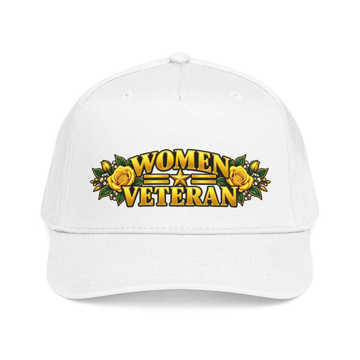Women Veteran | Yellow Rose Floral Mid-Profile Cap