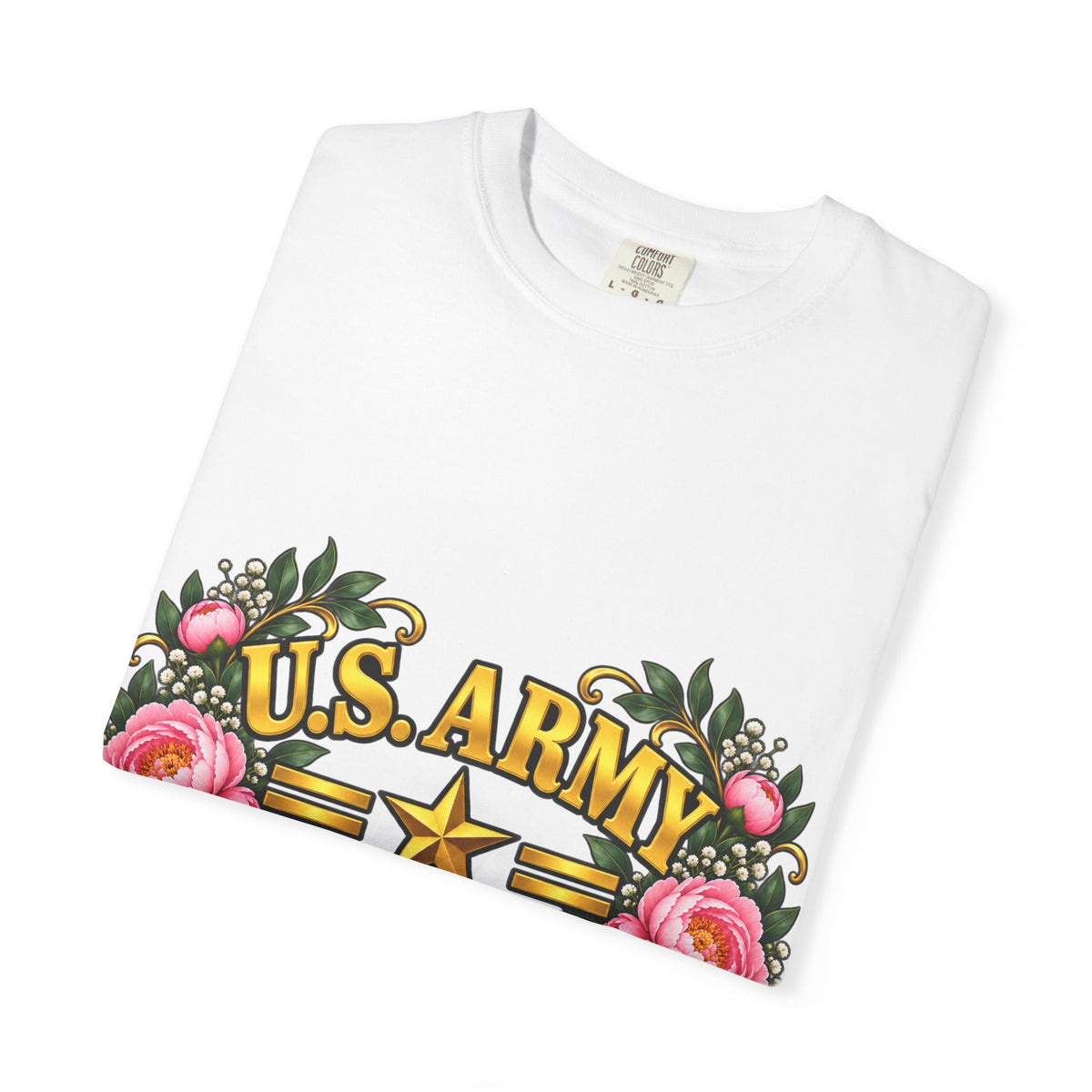 U.S. Army Veteran | Pink Peony Floral Garment-Dyed Tee