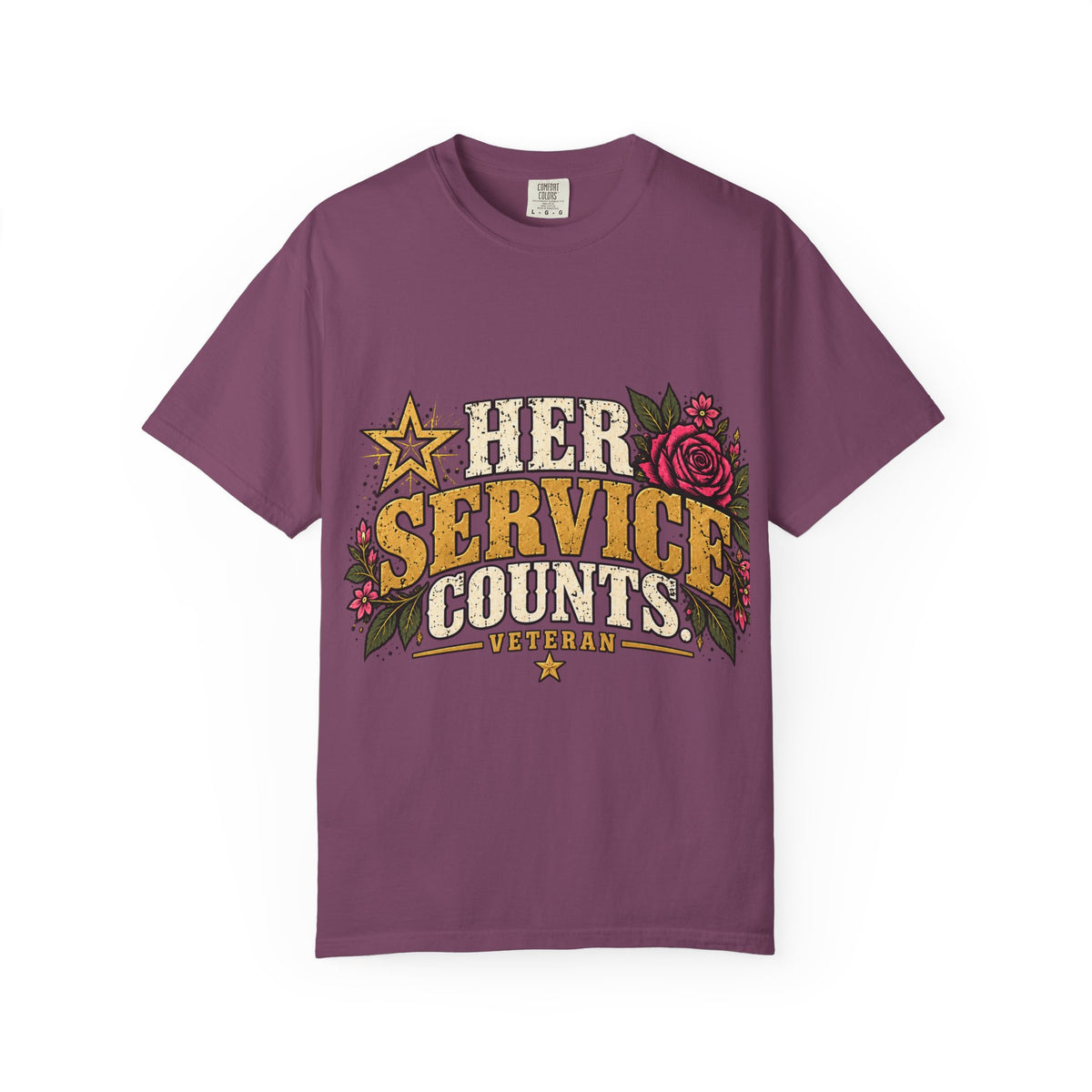 Her Service Counts | Distressed Rebellion Veteran Tee