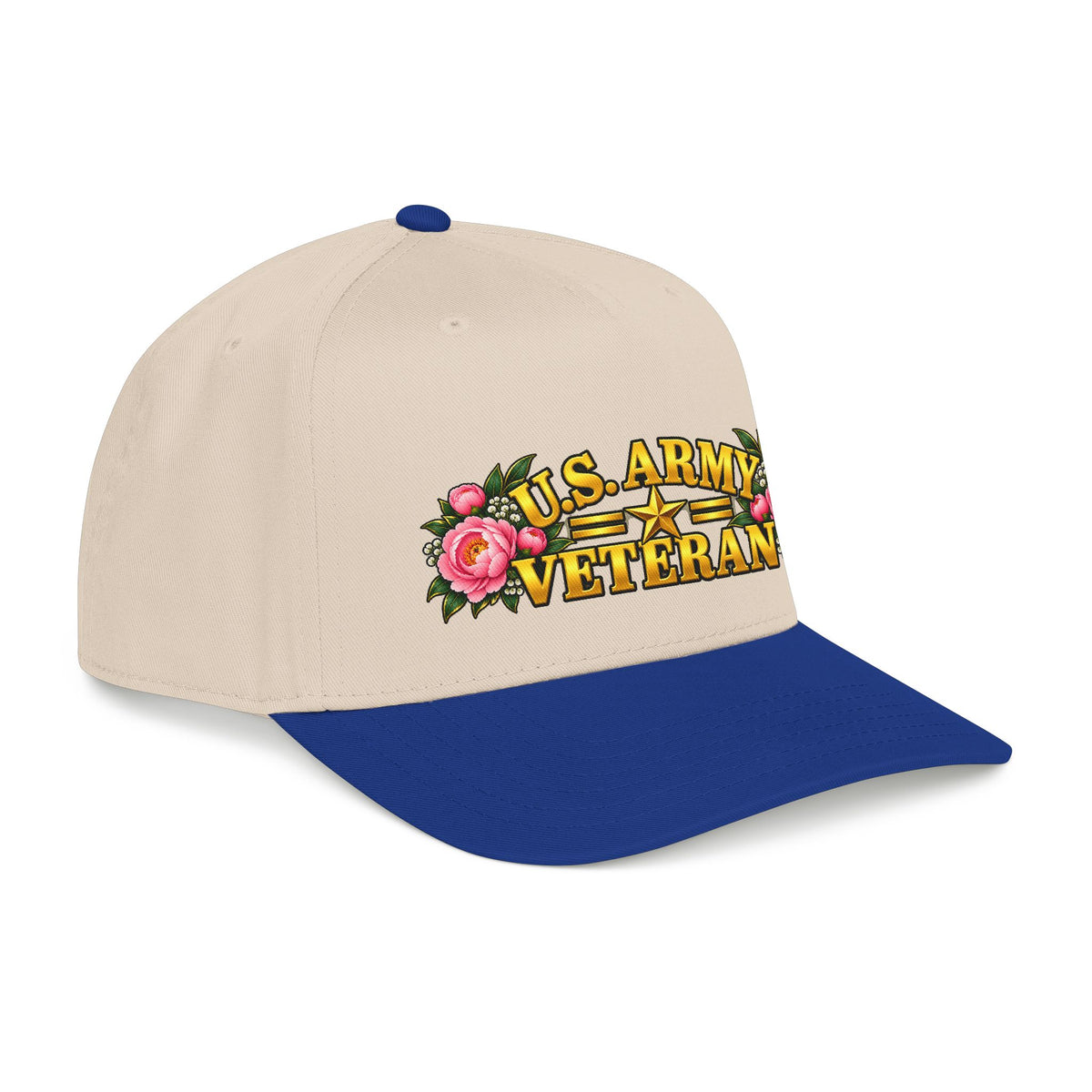 U.S. Army Veteran | Pink Peony Floral Mid-Profile Cap