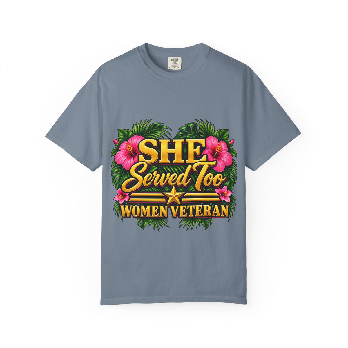 She Served Too | Pink Hibiscus Women Veteran Tee