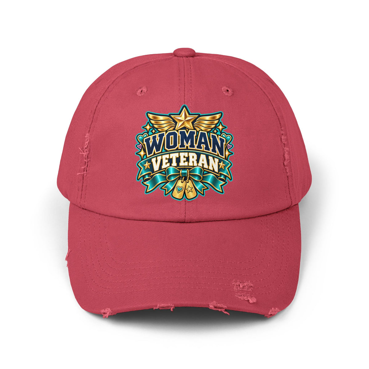 Woman Veteran | Teal Floral Distressed Cap