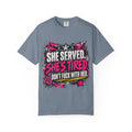 She Served. She's Tired. | Women Veteran Tee