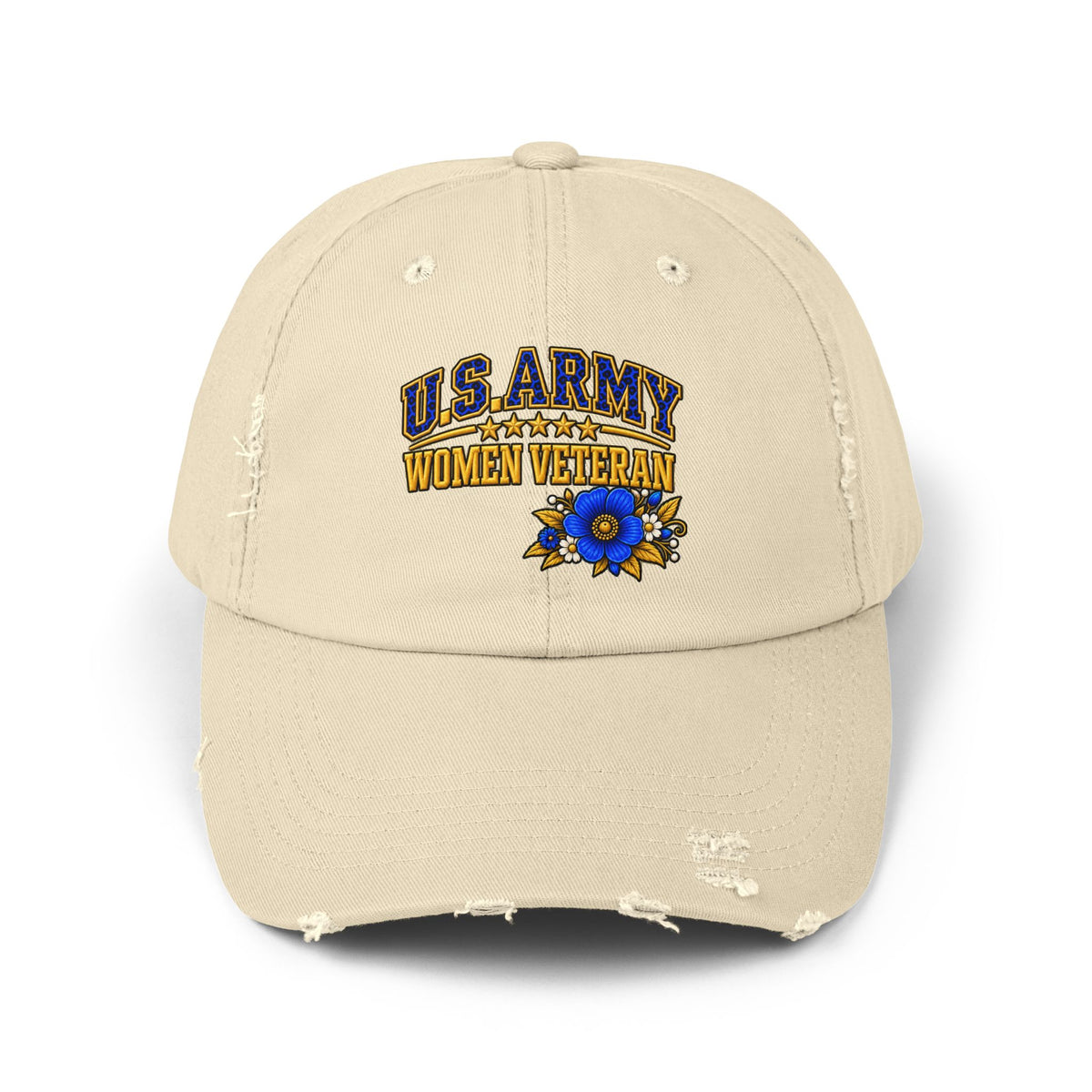 U.S. Army Women Veteran | Blue Floral Distressed Cap