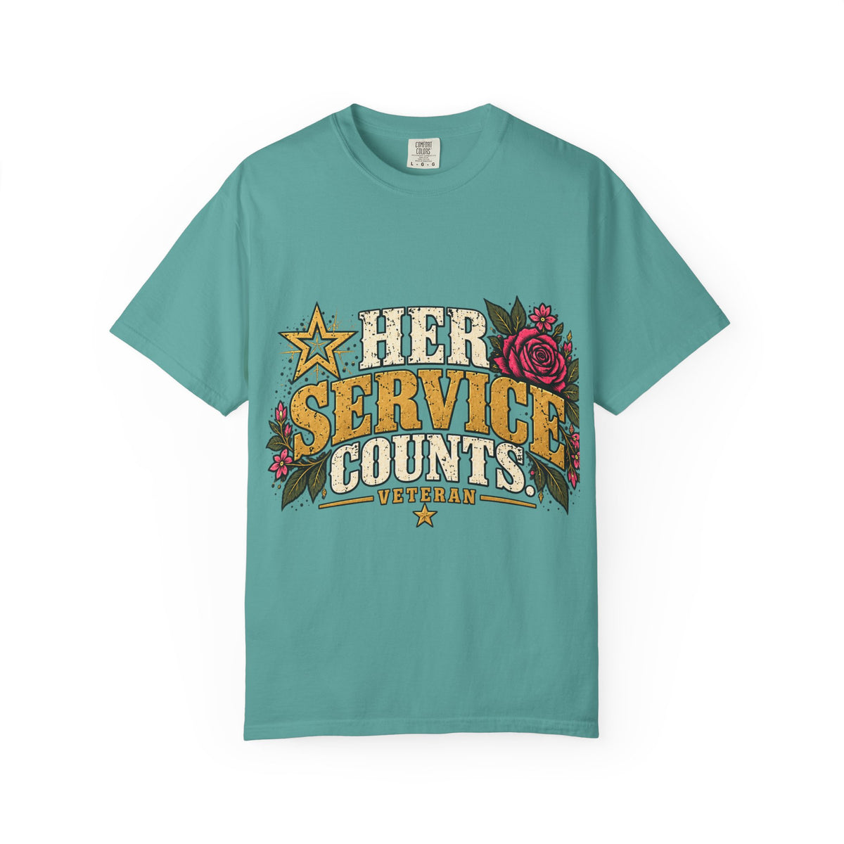 Her Service Counts | Distressed Rebellion Veteran Tee