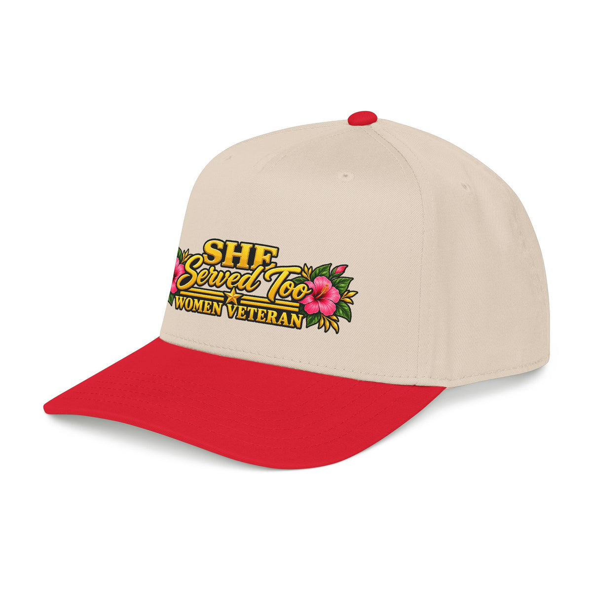 She Served Too | Pink Hibiscus Women Veteran Cap