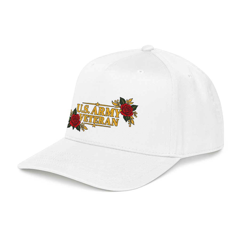 U.S. Army Veteran | Red Rose Floral Mid-Profile Cap