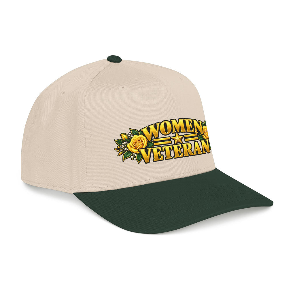 Women Veteran | Yellow Rose Floral Mid-Profile Cap