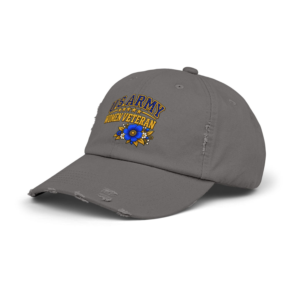 U.S. Army Women Veteran | Blue Floral Distressed Cap