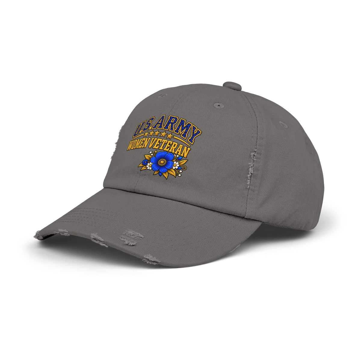U.S. Army Women Veteran | Blue Floral Distressed Cap
