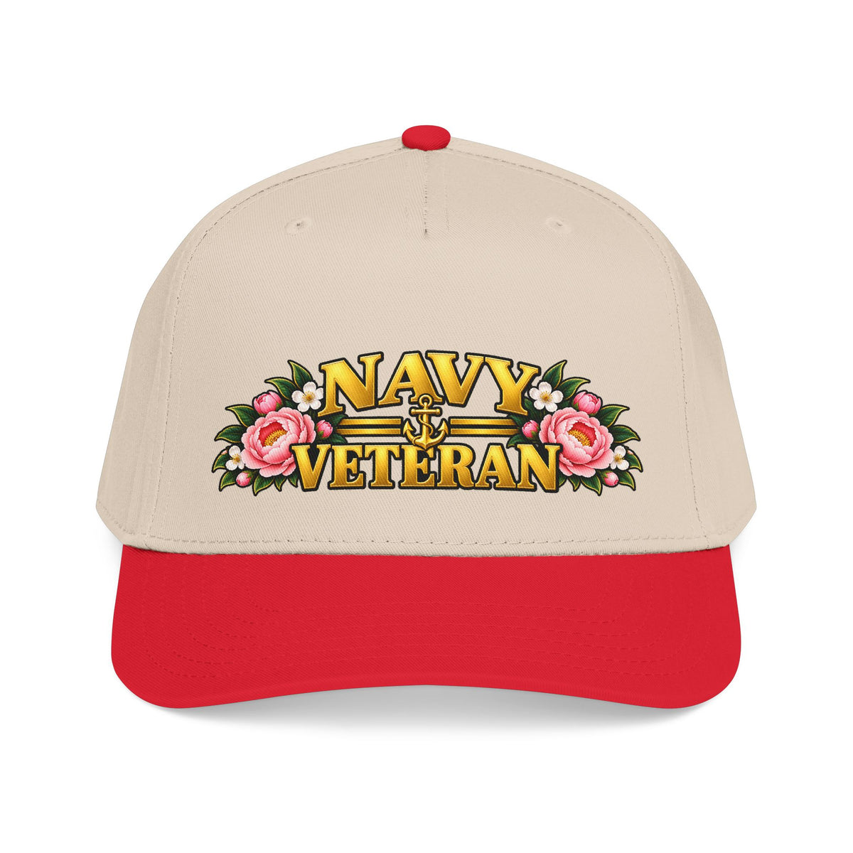 Navy Veteran | Pink Peony Floral Mid-Profile Cap