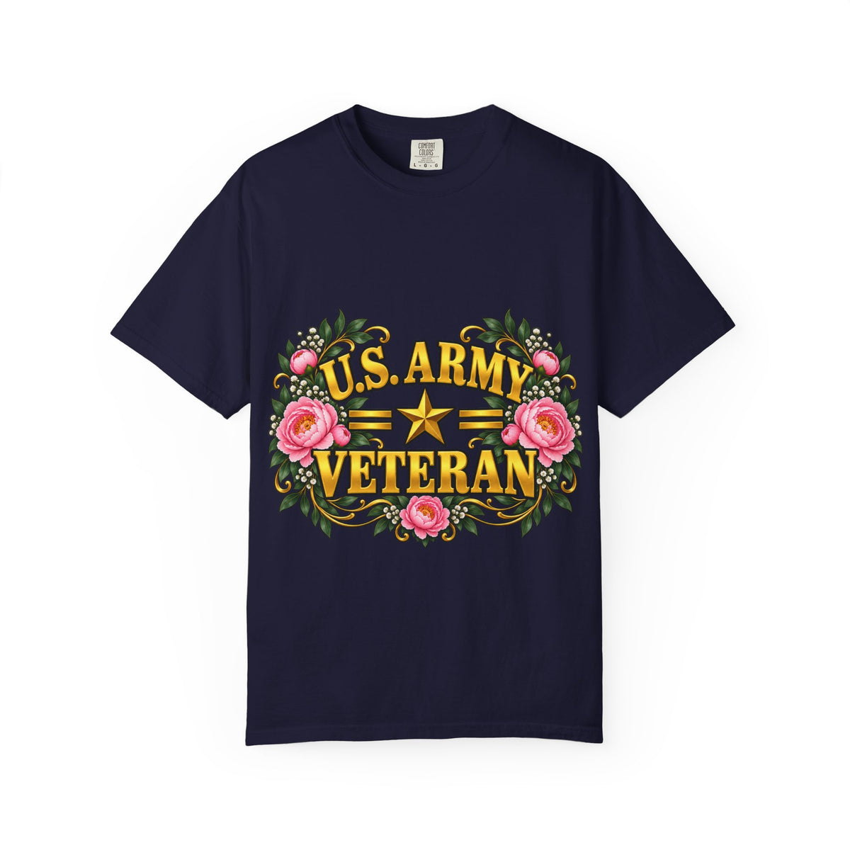 U.S. Army Veteran | Pink Peony Floral Garment-Dyed Tee