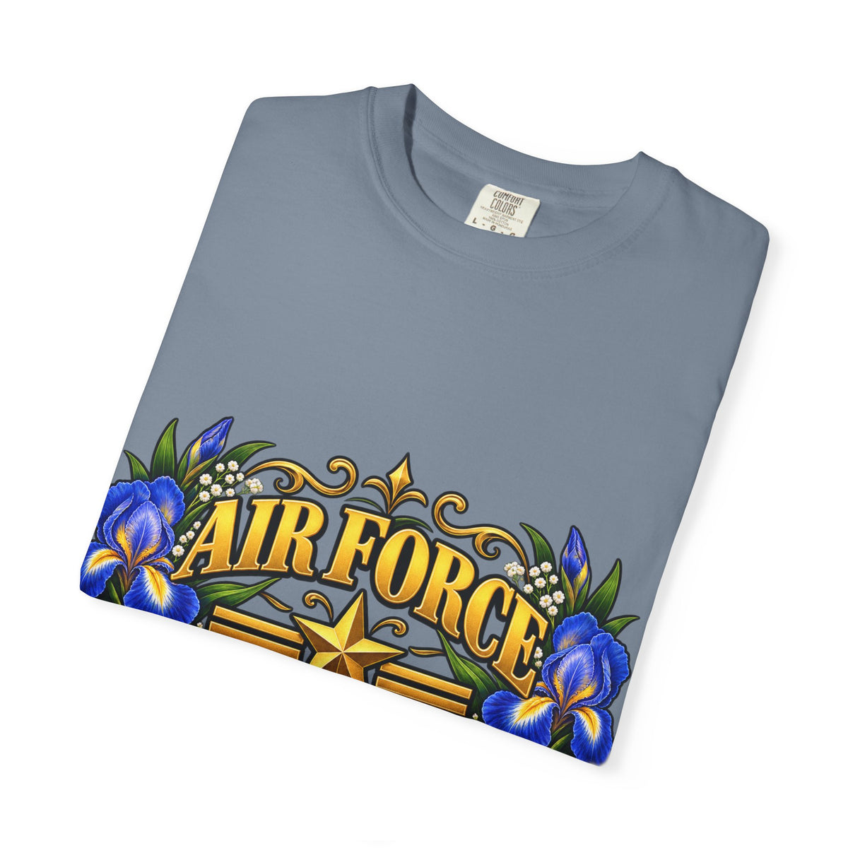 Air Force Veteran | Blue Iris Floral Garment-Dyed Tee