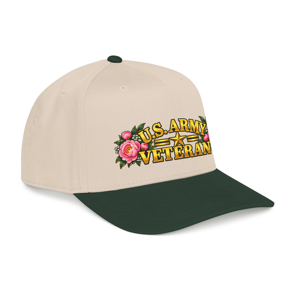 U.S. Army Veteran | Pink Peony Floral Mid-Profile Cap