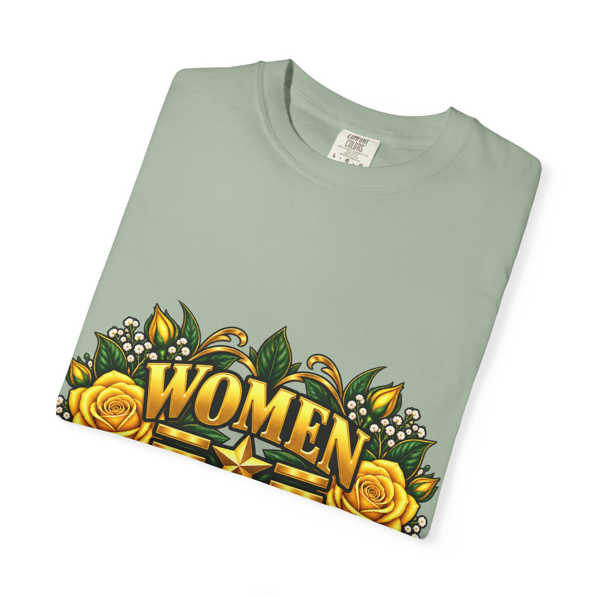 Women Veteran | Yellow Rose Floral Garment-Dyed Tee