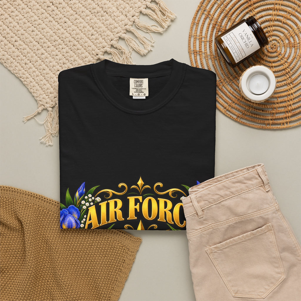Air Force Veteran | Blue Iris Floral Garment-Dyed Tee