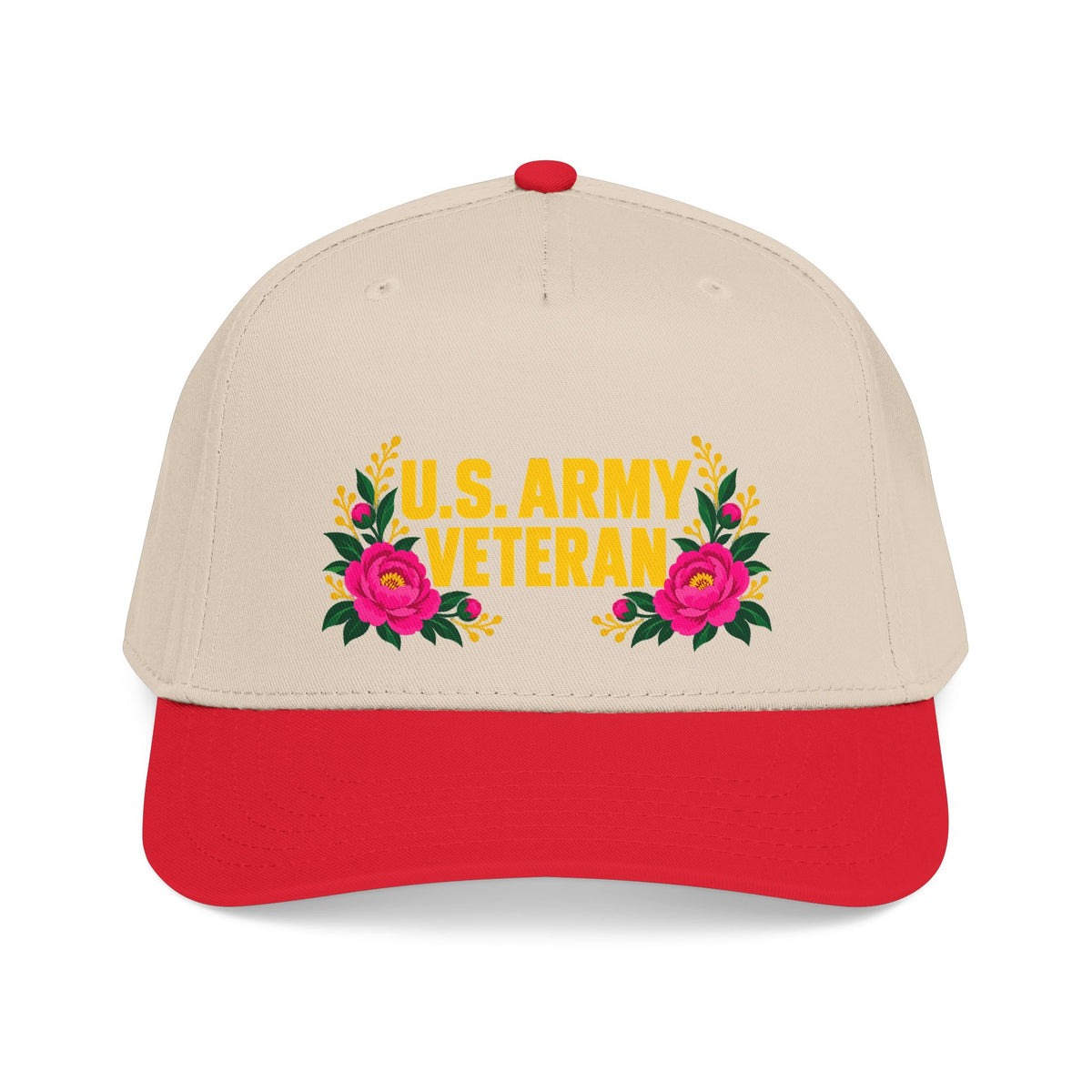 U.S. Army Veteran | Pink Floral Mid-Profile Cap