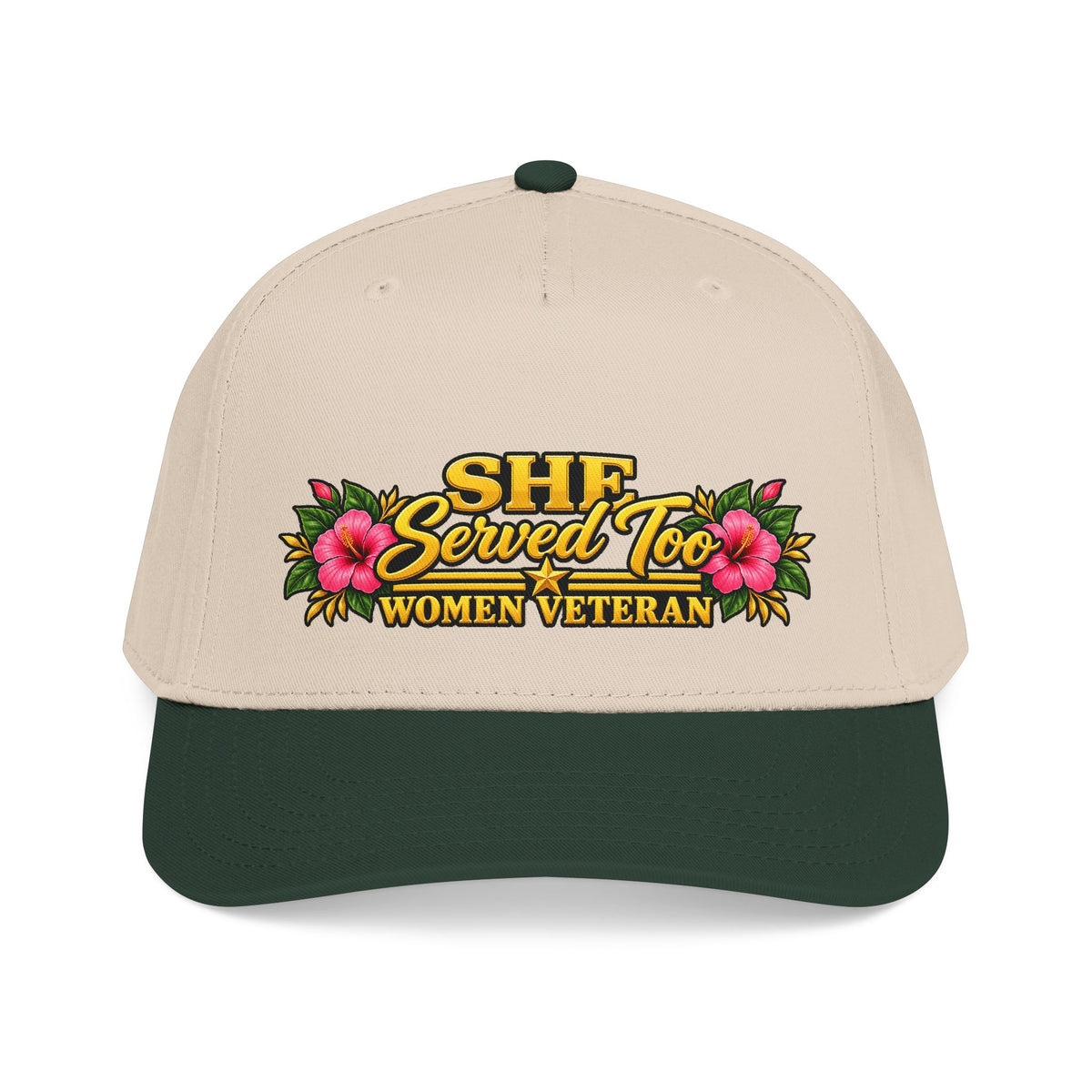 She Served Too | Pink Hibiscus Women Veteran Cap