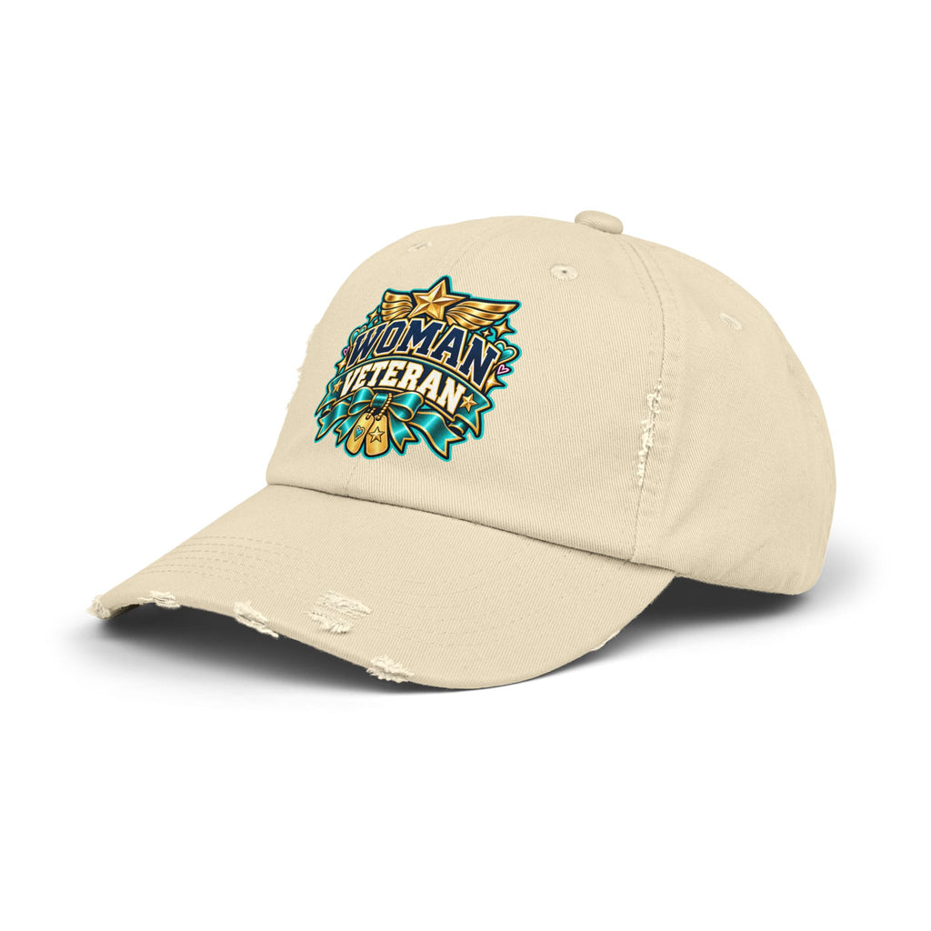 Woman Veteran | Teal Floral Distressed Cap