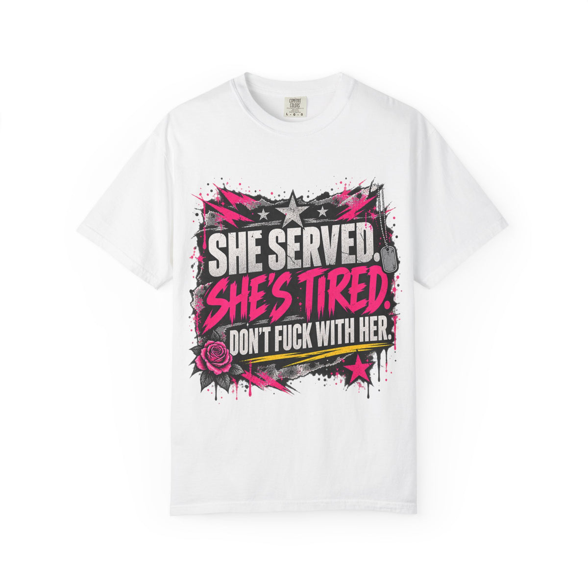 She Served. She's Tired. | Women Veteran Tee