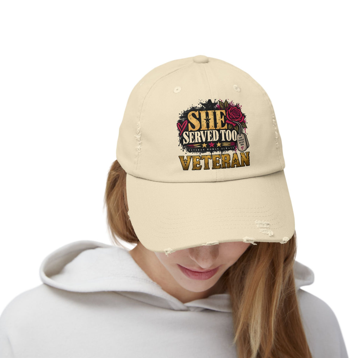 She Served Too | Distressed Rebellion Veteran Cap