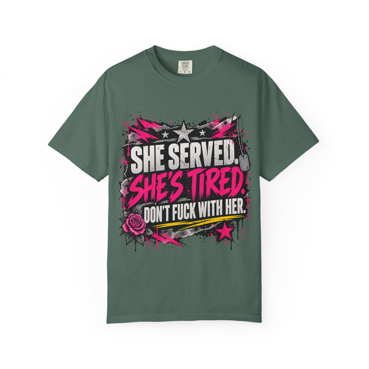 She Served. She's Tired. | Women Veteran Tee