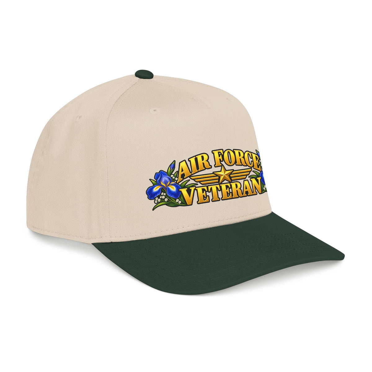 Air Force Veteran | Blue Iris Floral Mid-Profile Cap