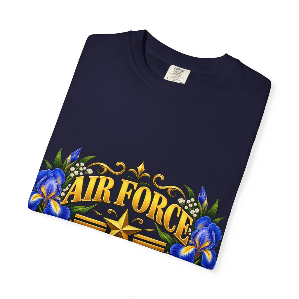 Air Force Veteran | Blue Iris Floral Garment-Dyed Tee