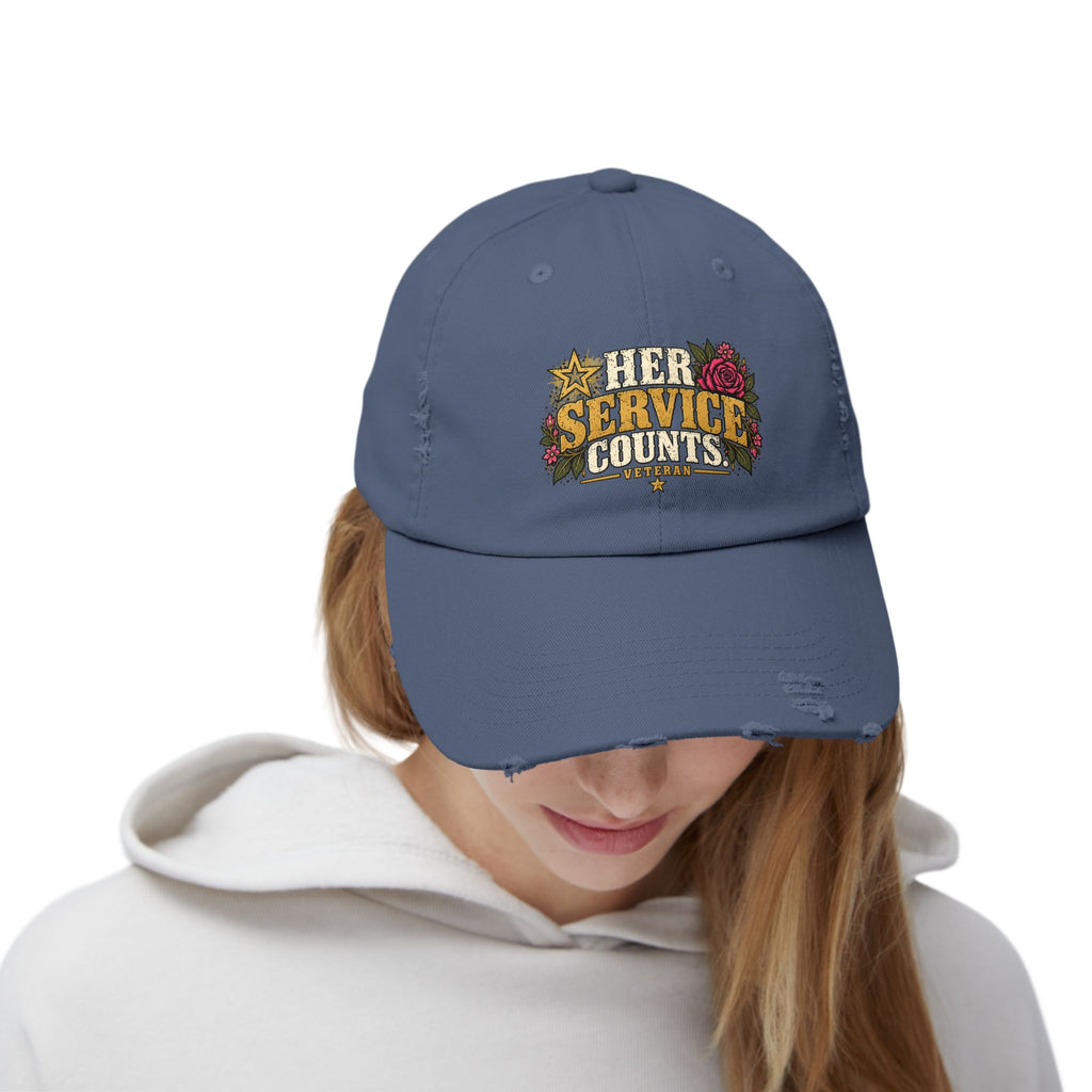 Her Service Counts | Distressed Rebellion Veteran Cap