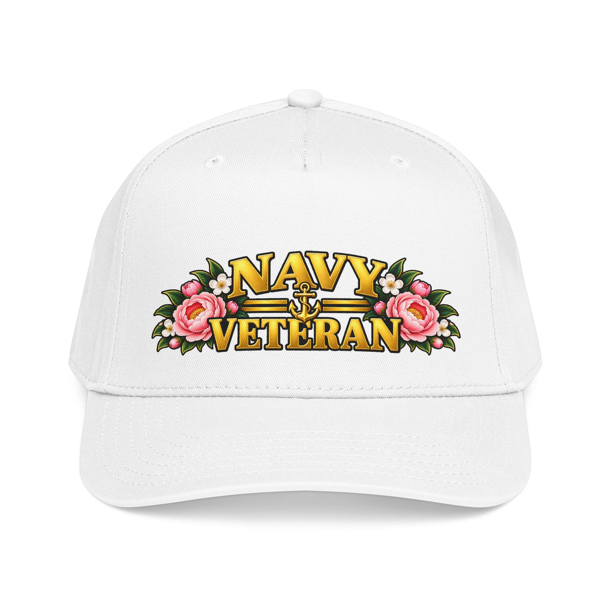 Navy Veteran | Pink Peony Floral Mid-Profile Cap