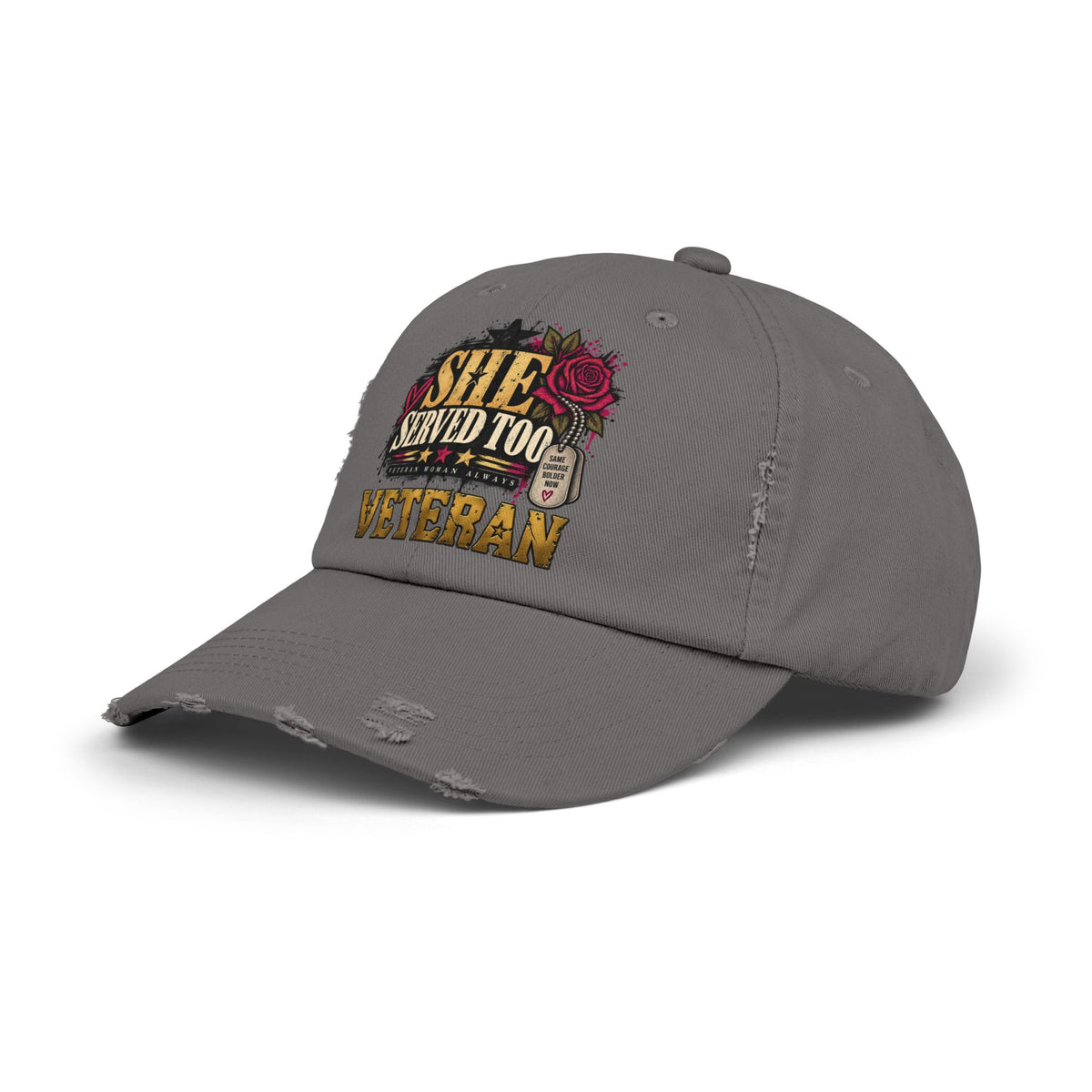 She Served Too | Distressed Rebellion Veteran Cap