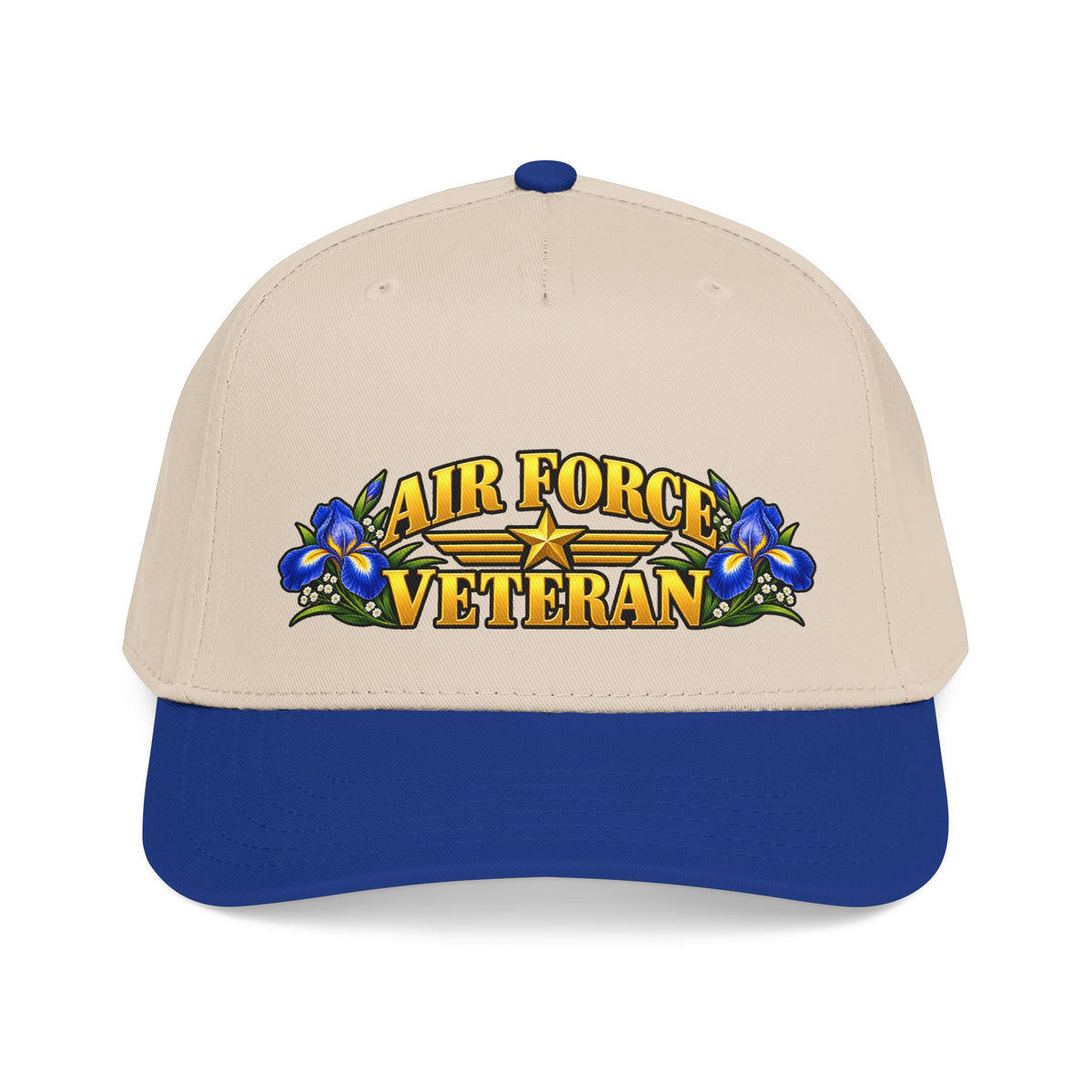 Air Force Veteran | Blue Iris Floral Mid-Profile Cap