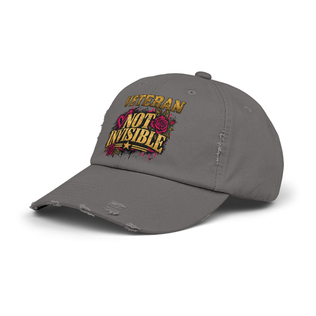 Veteran Not Invisible | Rose Graphic Distressed Cap