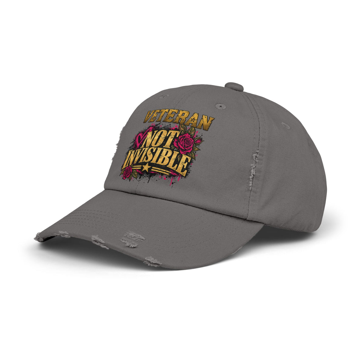 Veteran Not Invisible | Rose Graphic Distressed Cap