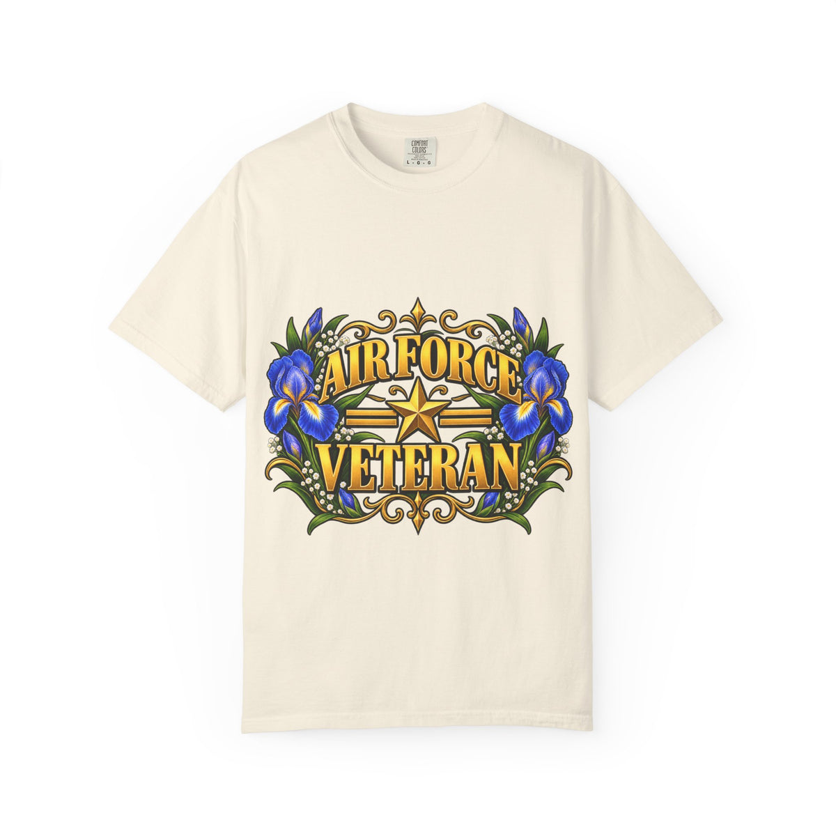 Air Force Veteran | Blue Iris Floral Garment-Dyed Tee