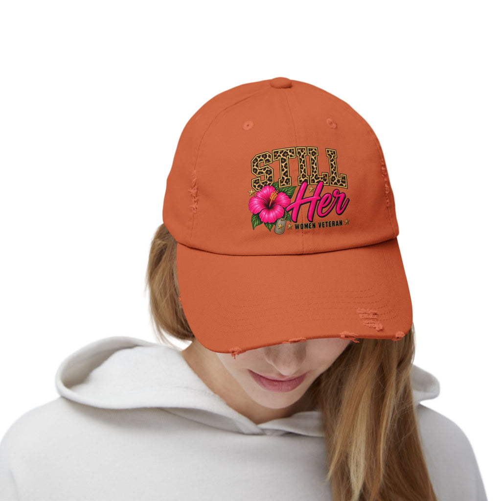 Still Her | Floral Distressed Women Veteran Cap
