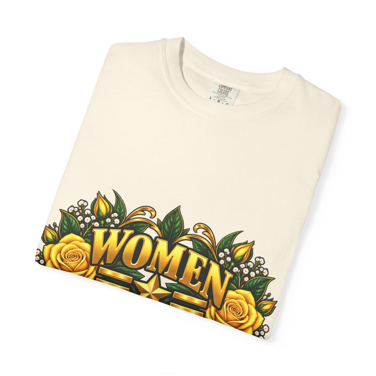 Women Veteran | Yellow Rose Floral Garment-Dyed Tee