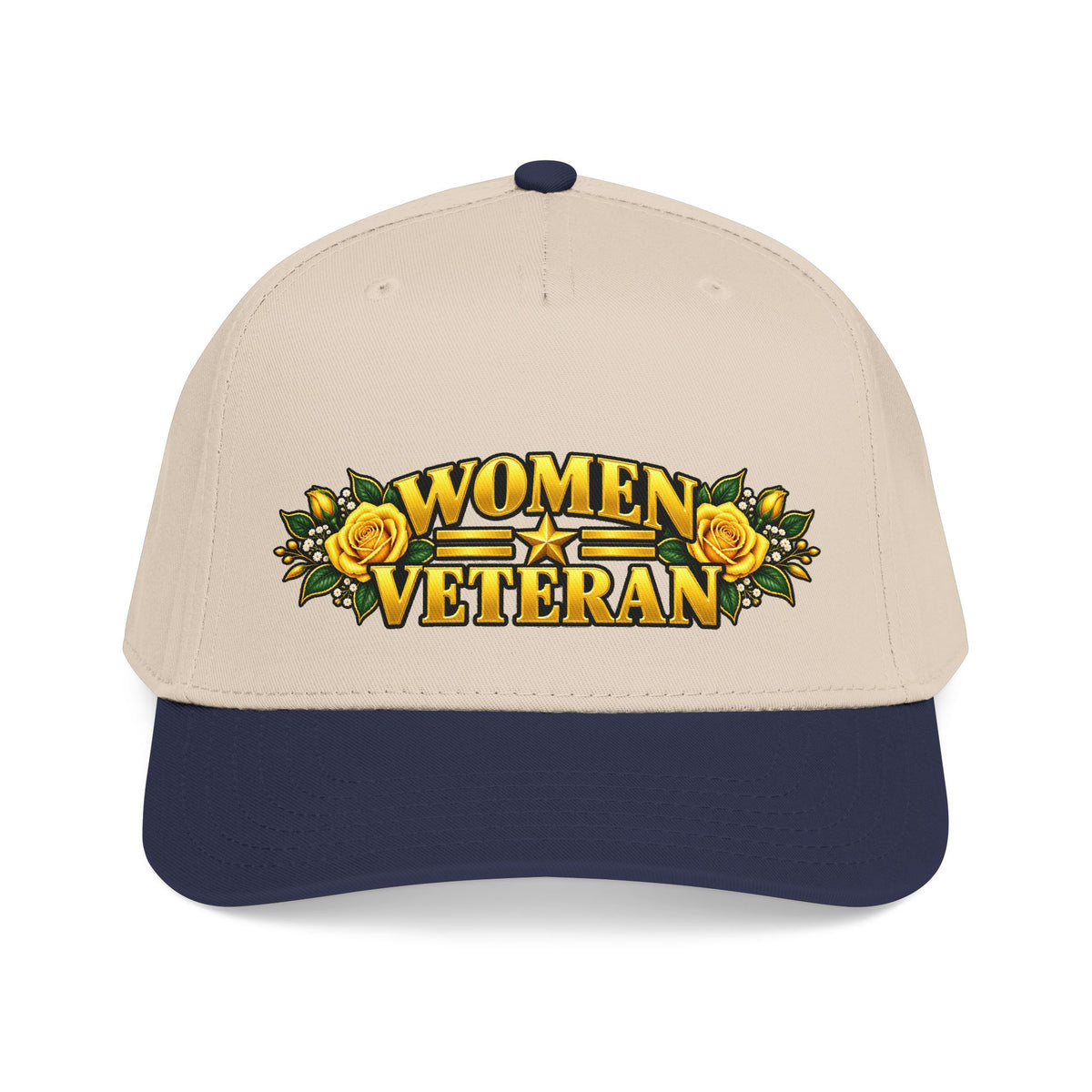 Women Veteran | Yellow Rose Floral Mid-Profile Cap