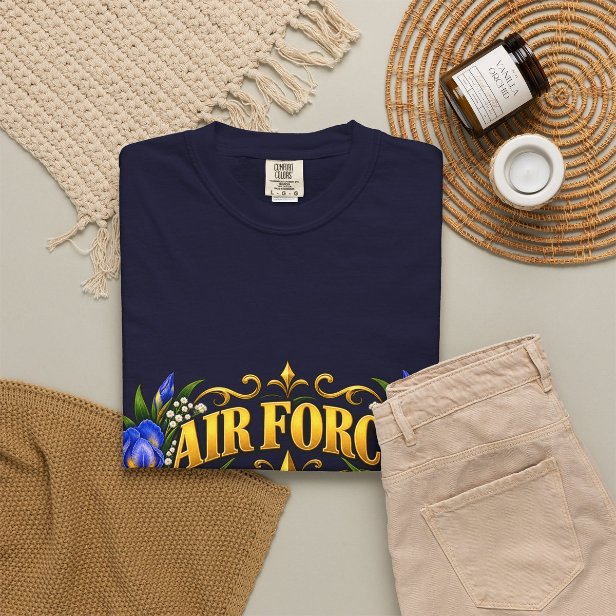 Air Force Veteran | Blue Iris Floral Garment-Dyed Tee