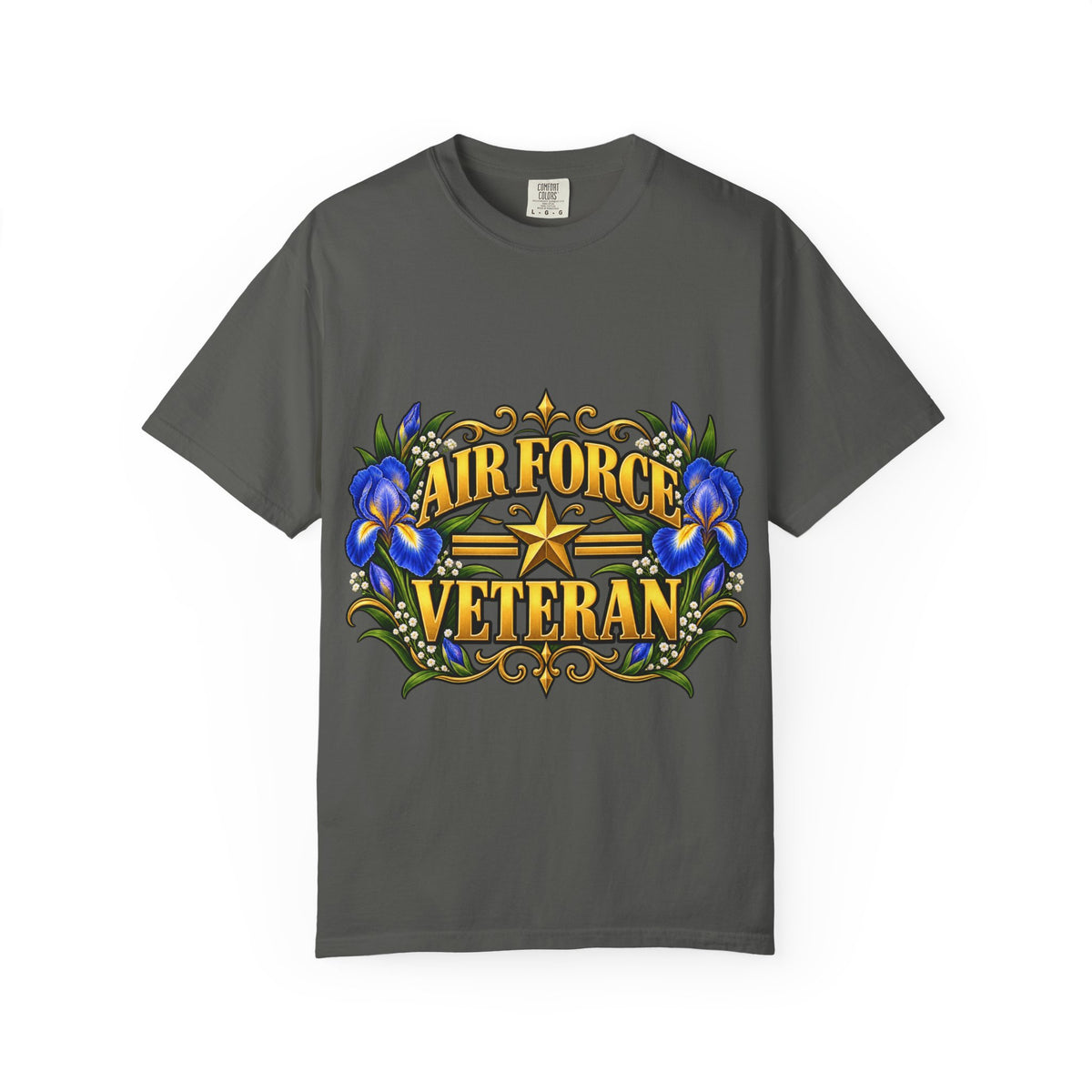 Air Force Veteran | Blue Iris Floral Garment-Dyed Tee