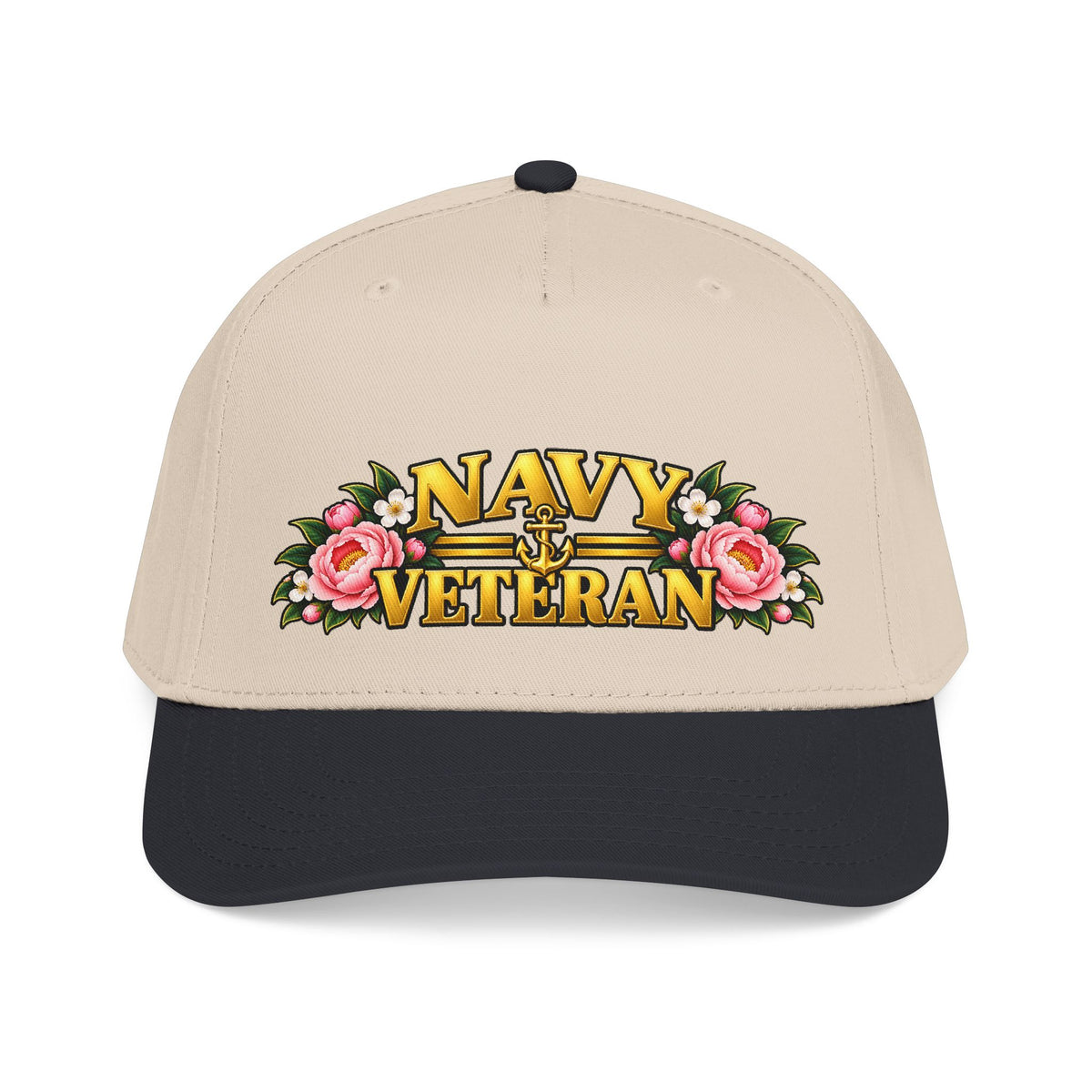 Navy Veteran | Pink Peony Floral Mid-Profile Cap