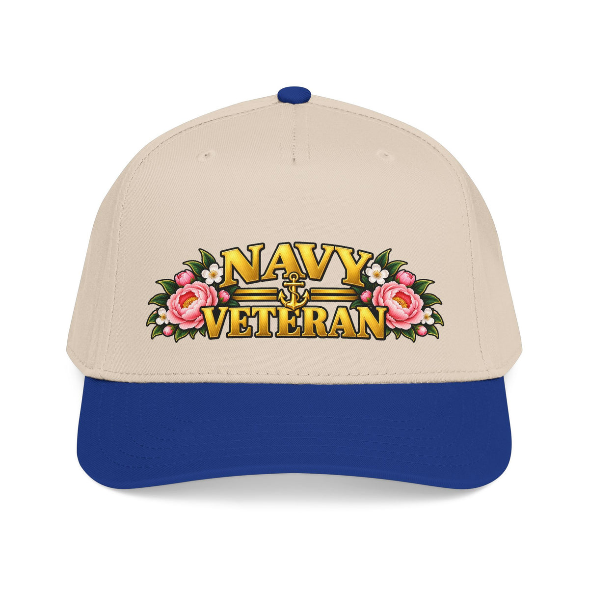 Navy Veteran | Pink Peony Floral Mid-Profile Cap