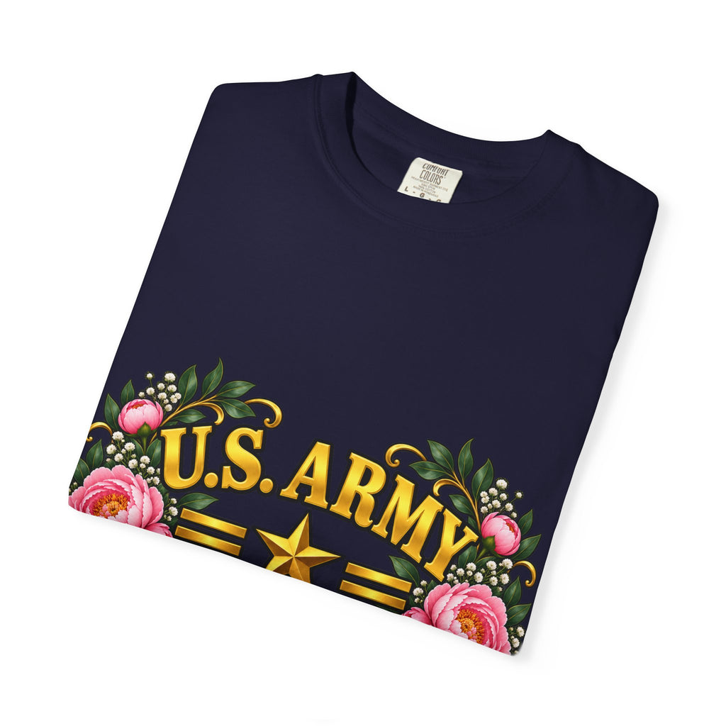 U.S. Army Veteran | Pink Peony Floral Garment-Dyed Tee