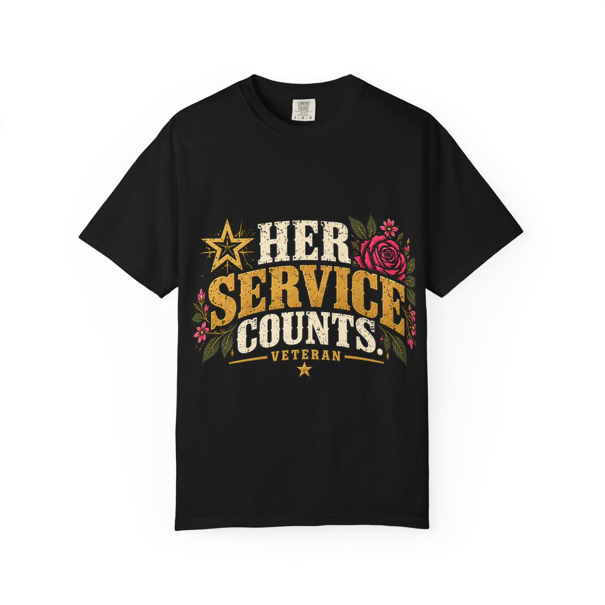 Her Service Counts | Distressed Rebellion Veteran Tee