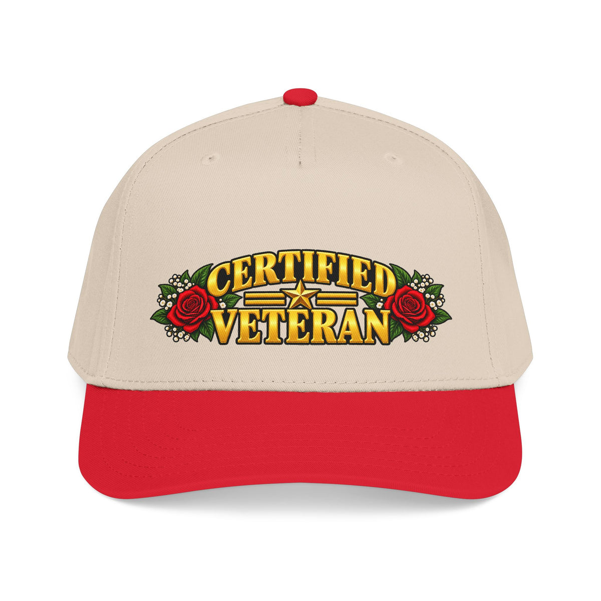 Certified Veteran | Red Rose Floral Mid-Profile Cap